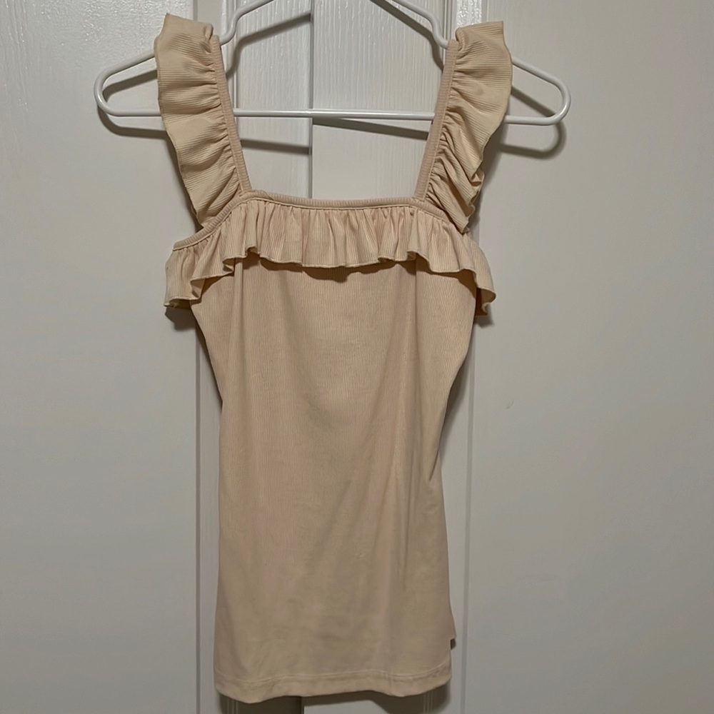 Cream ruffle tank